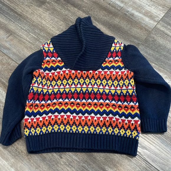 Janie and Jack Conner Navy Shawl Collar Fair Isle Sweater 12-18 months - Picture 6 of 10